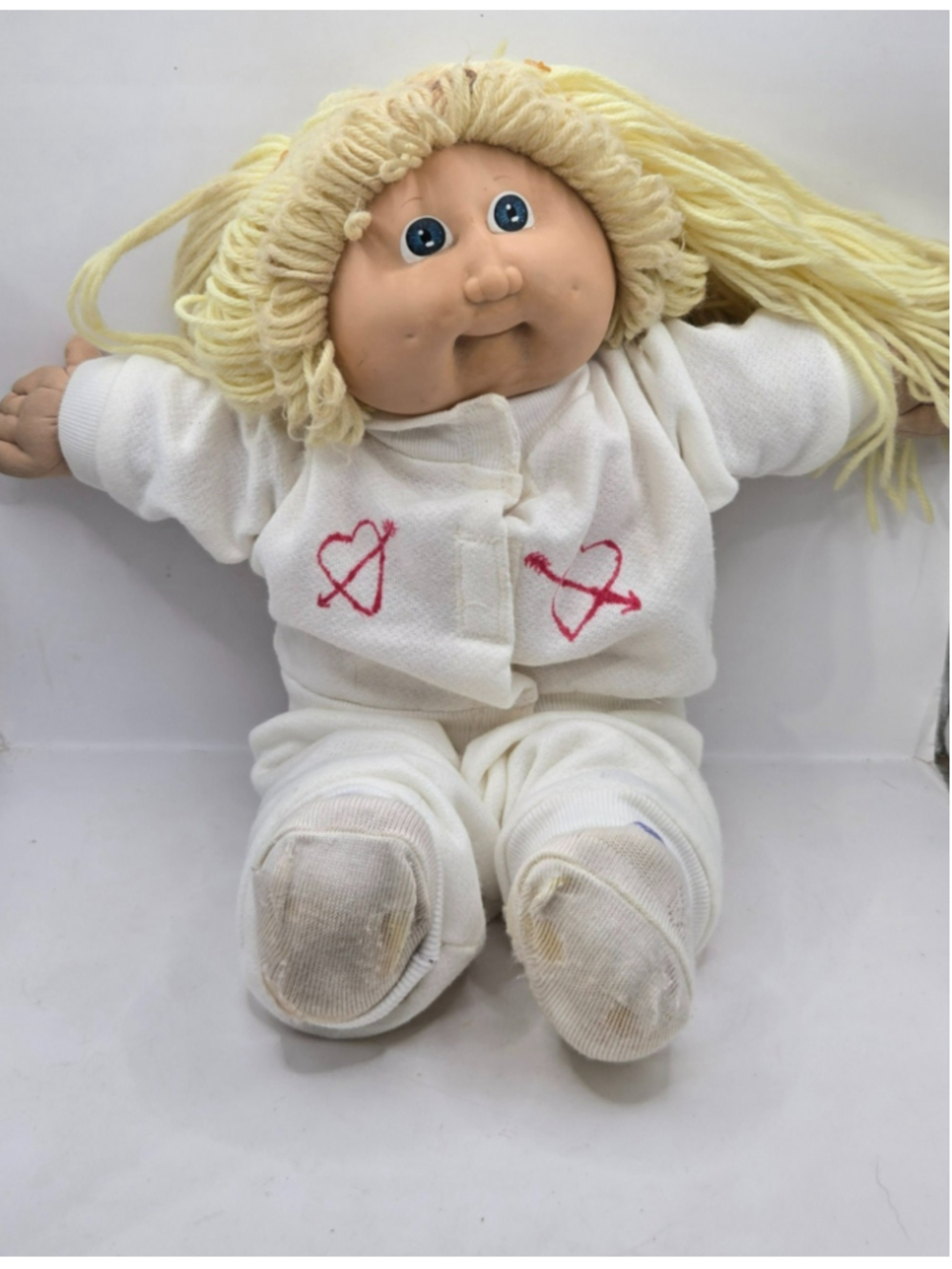 Vintage 1983 Cabbage Patch Kids Doll Coleco HM#9 Blonde Yarn Blue Eyes Pajamas